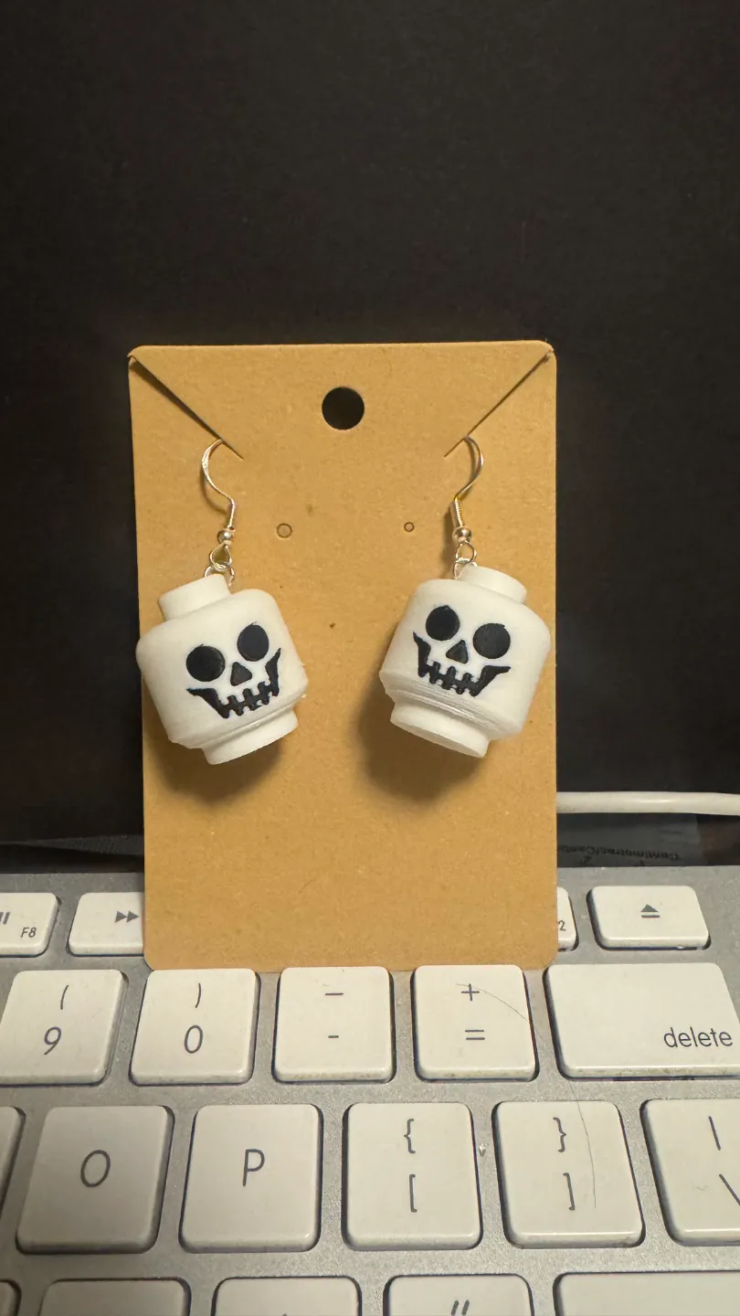 Brick Skull Earrings view 2