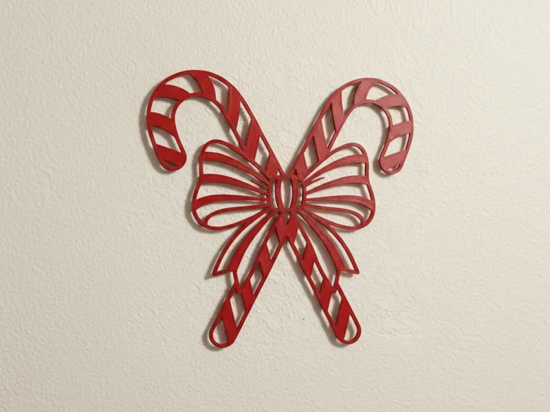 Christmas candy canes with bow wall art home decor