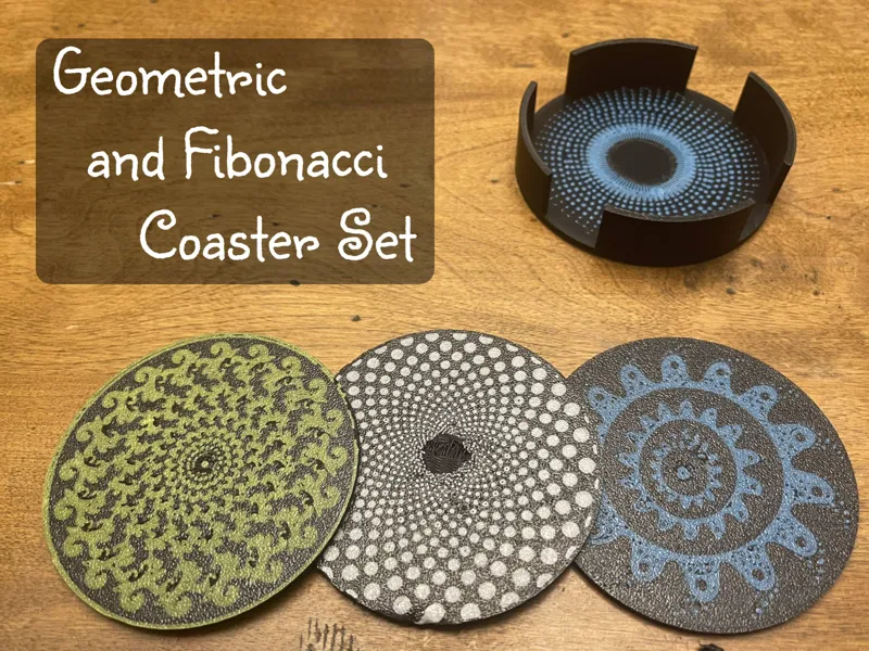 Geometric and Fibonacci Art Coaster Set