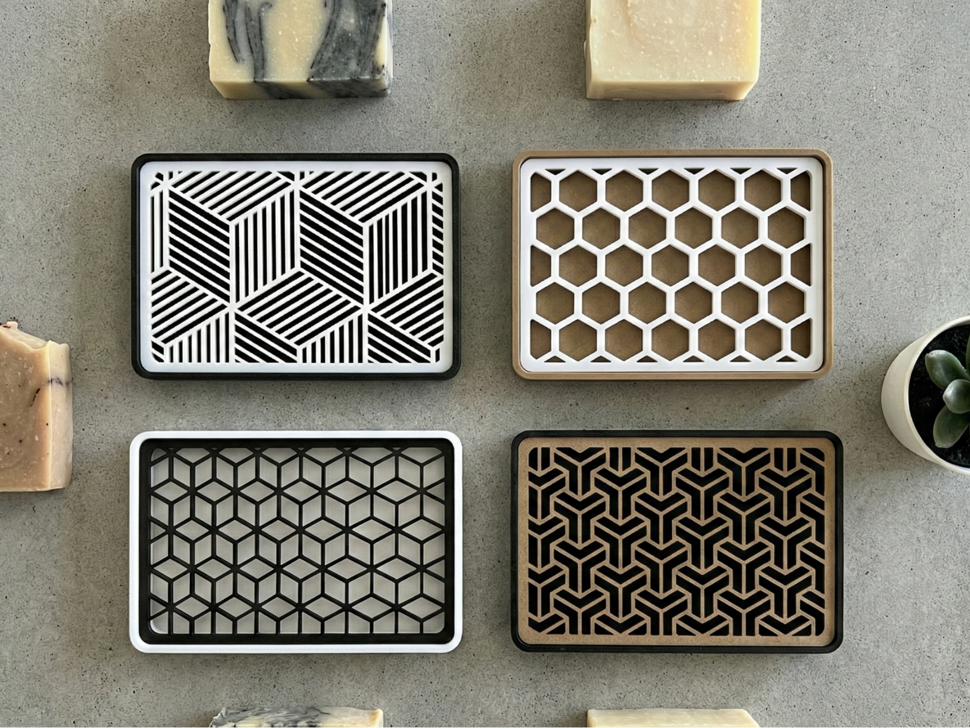 Modern Minimalist Geometric Soap Dish - 4 Patterns