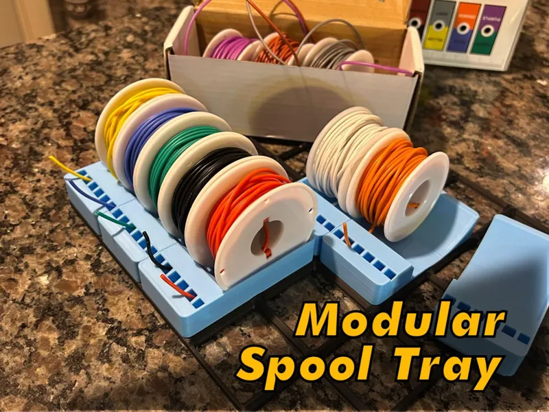 Gridfinity Wire Spool Holder, Modular