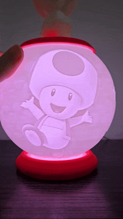 Super Mario Bros Toad Globe Lamp - Toad Lithophane