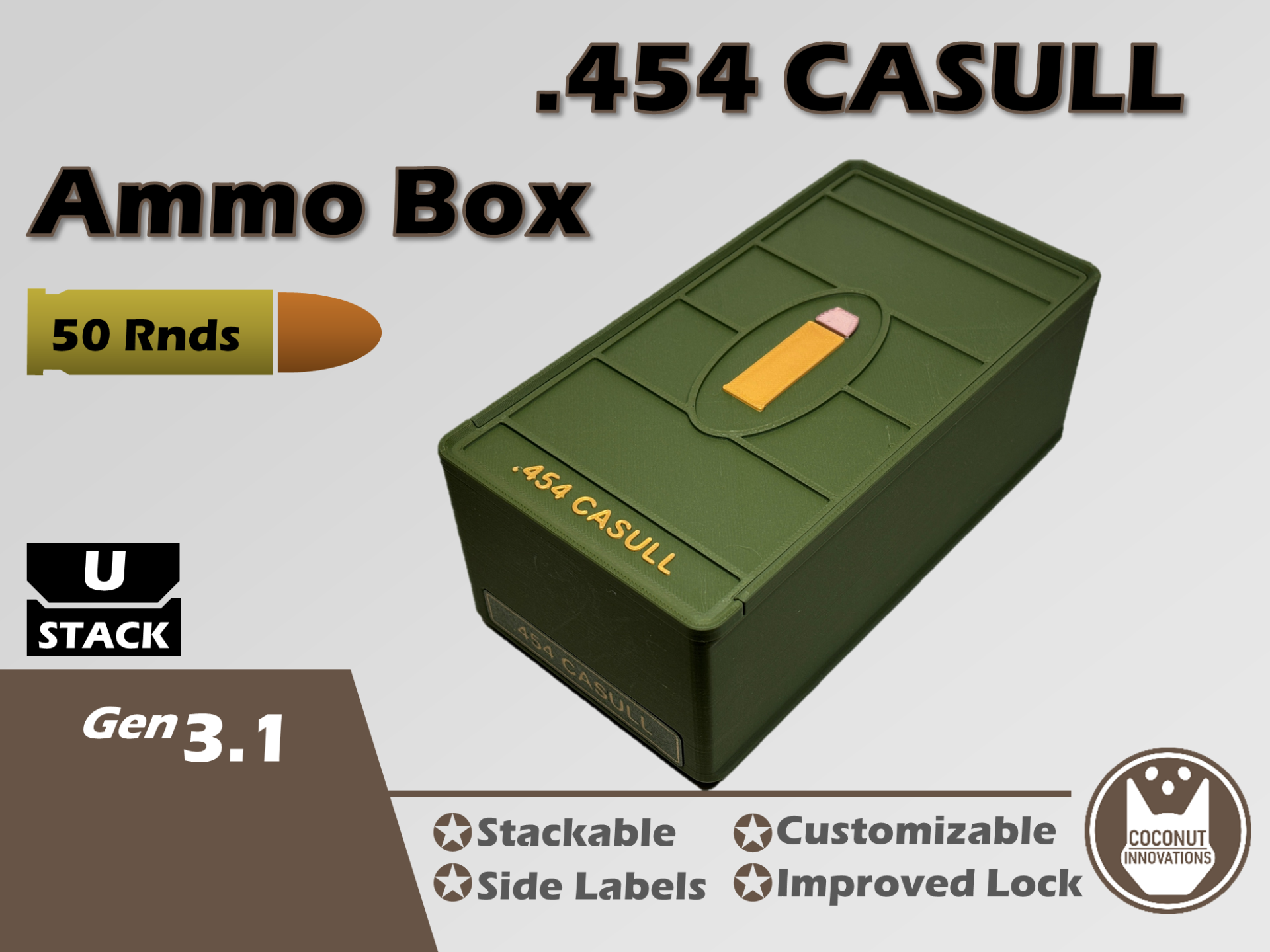 Ammo Storage Box .454 Casull - 50 Round