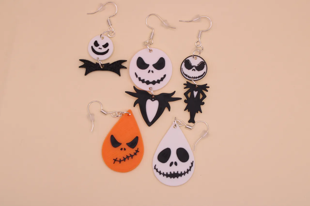 Halloween Earrings Pt 7 - Jack Skellington view 2
