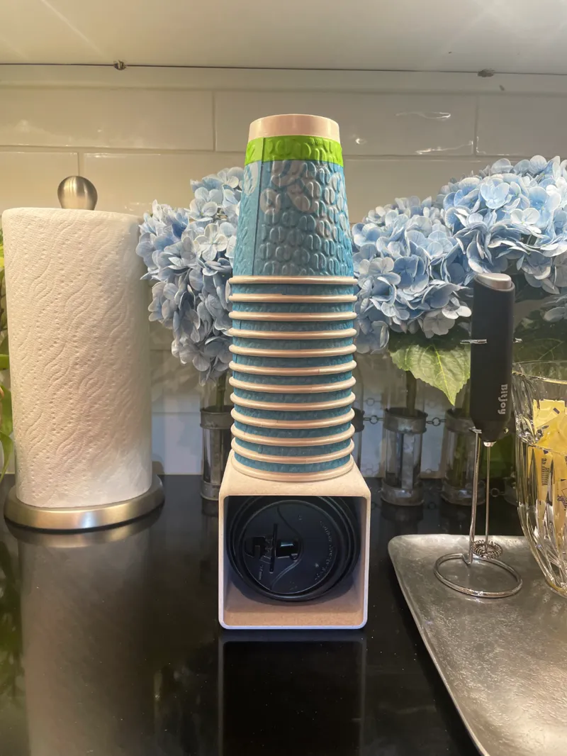Sleek Disposable Cup and Lid Holder