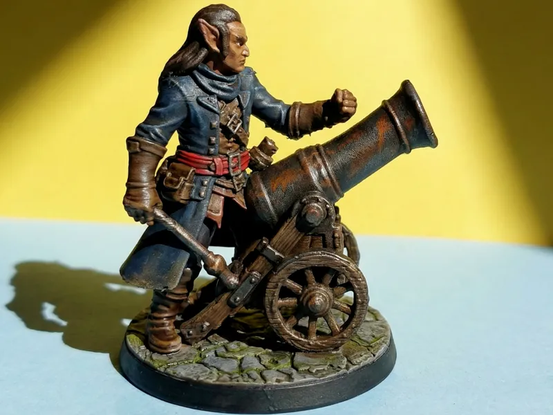 Elven Cannoneer & Siege Gun - D&D Miniature