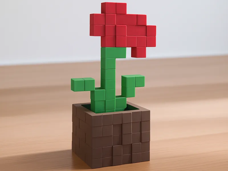 Minecraft Poppy Flower In Pot (No AMS)