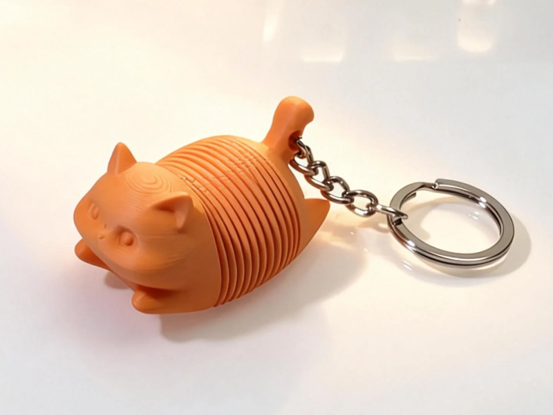 Miniatura 1 do modelo 3D 胖萌弹簧猫 钥匙扣