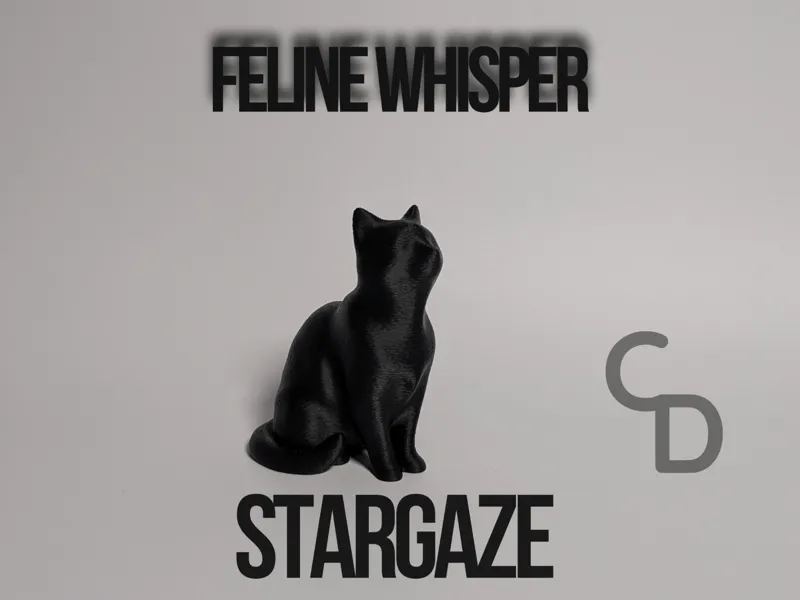 Feline Whisper: Stargaze – Modern Stylized Art Cat