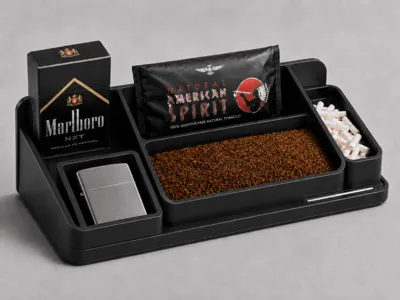 Organizer for rolling tobacco, filters, lighter