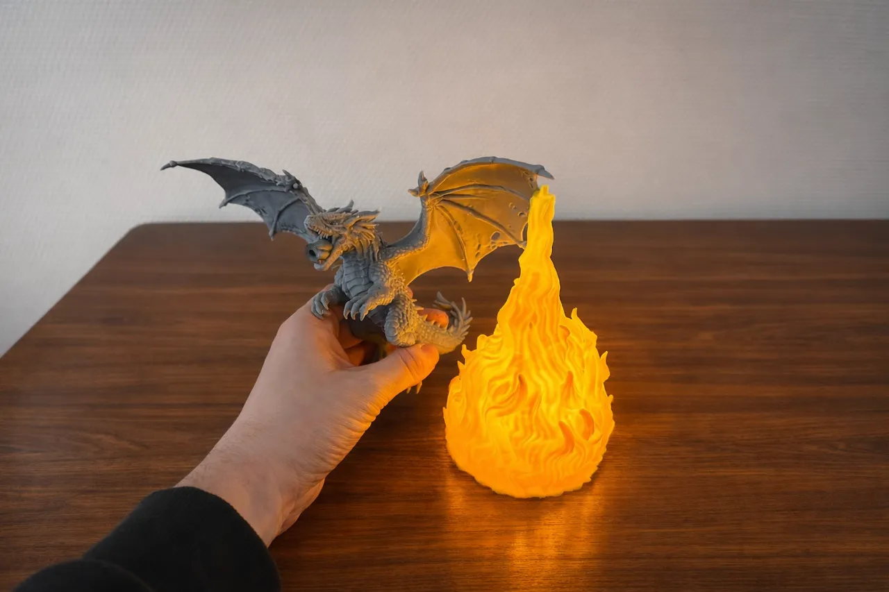 Flame Breath Dragon "Lamp" - DND miniature view 2