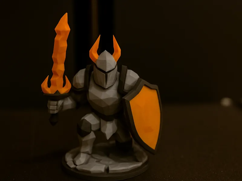 Lava Knight – Low-Poly Fantasy Warrior Sculpture 