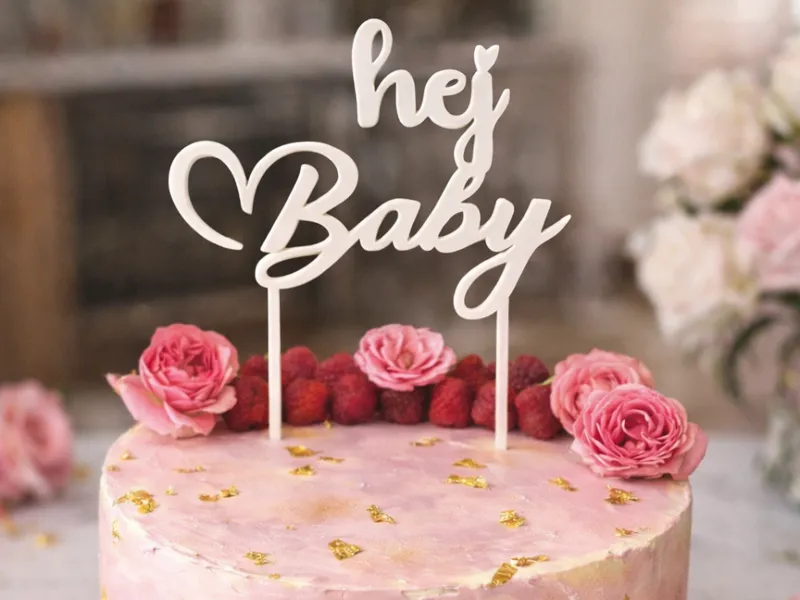 Caketopper hej Baby skandinavisch Babyparty