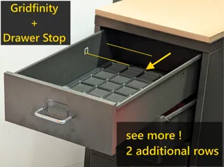 Ikea Helmer - Gridfinity + extended drawer stop