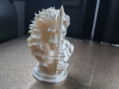 Dual Nature Lion Knight Bust Split face Sculpture