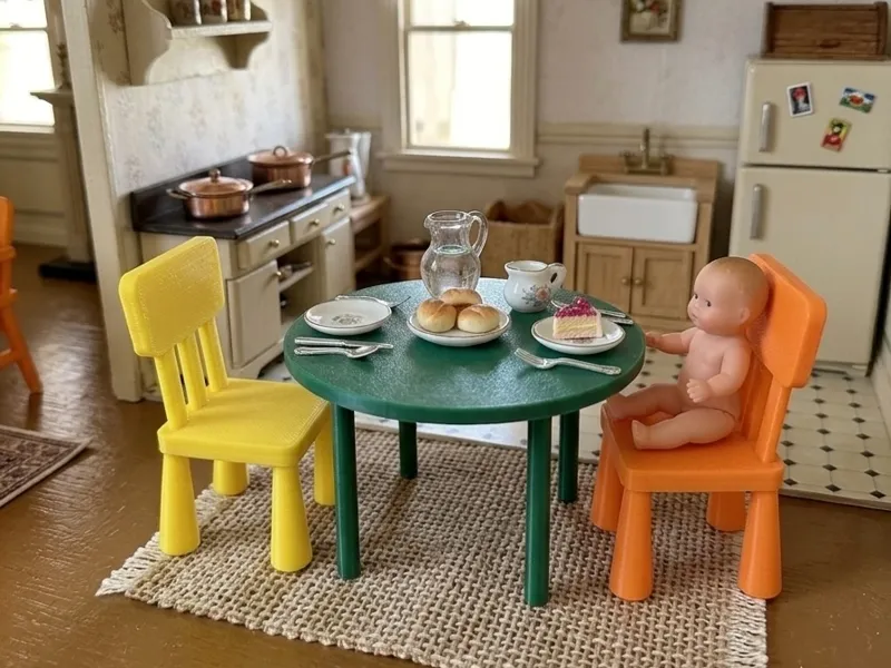 Mini Mammut Table& Chairs 1:10 Dollhouse Furniture