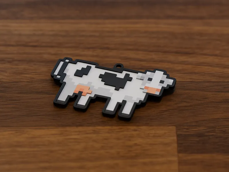 Pixel Cow Keychain