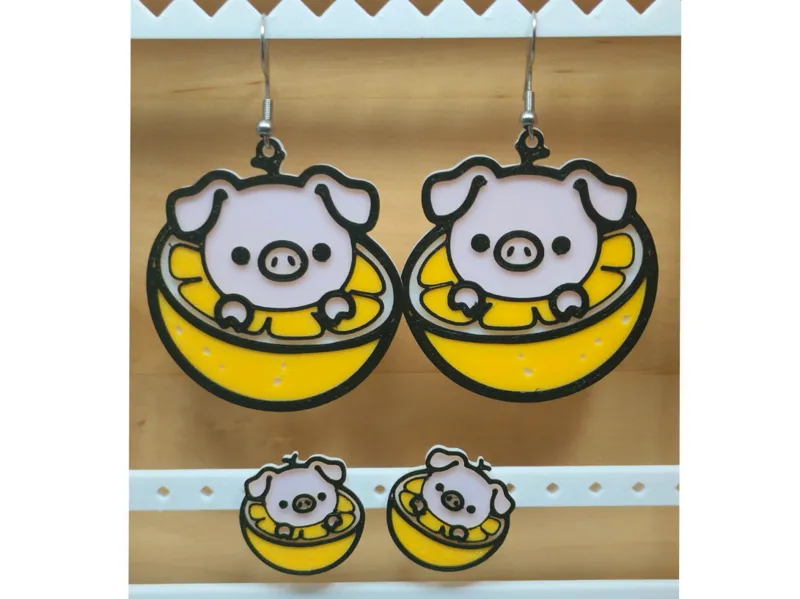 Lemon Piggy earrings - Pig & Fruit series