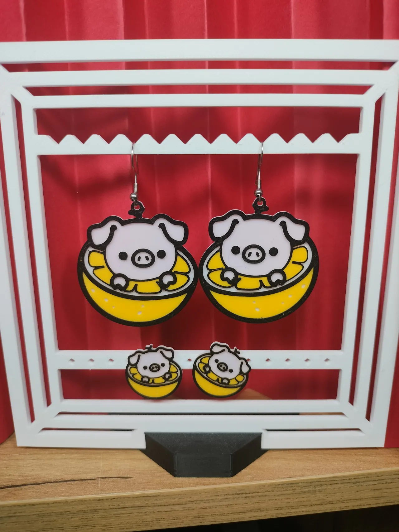 Lemon Piggy earrings - Pig & Fruit series view 2