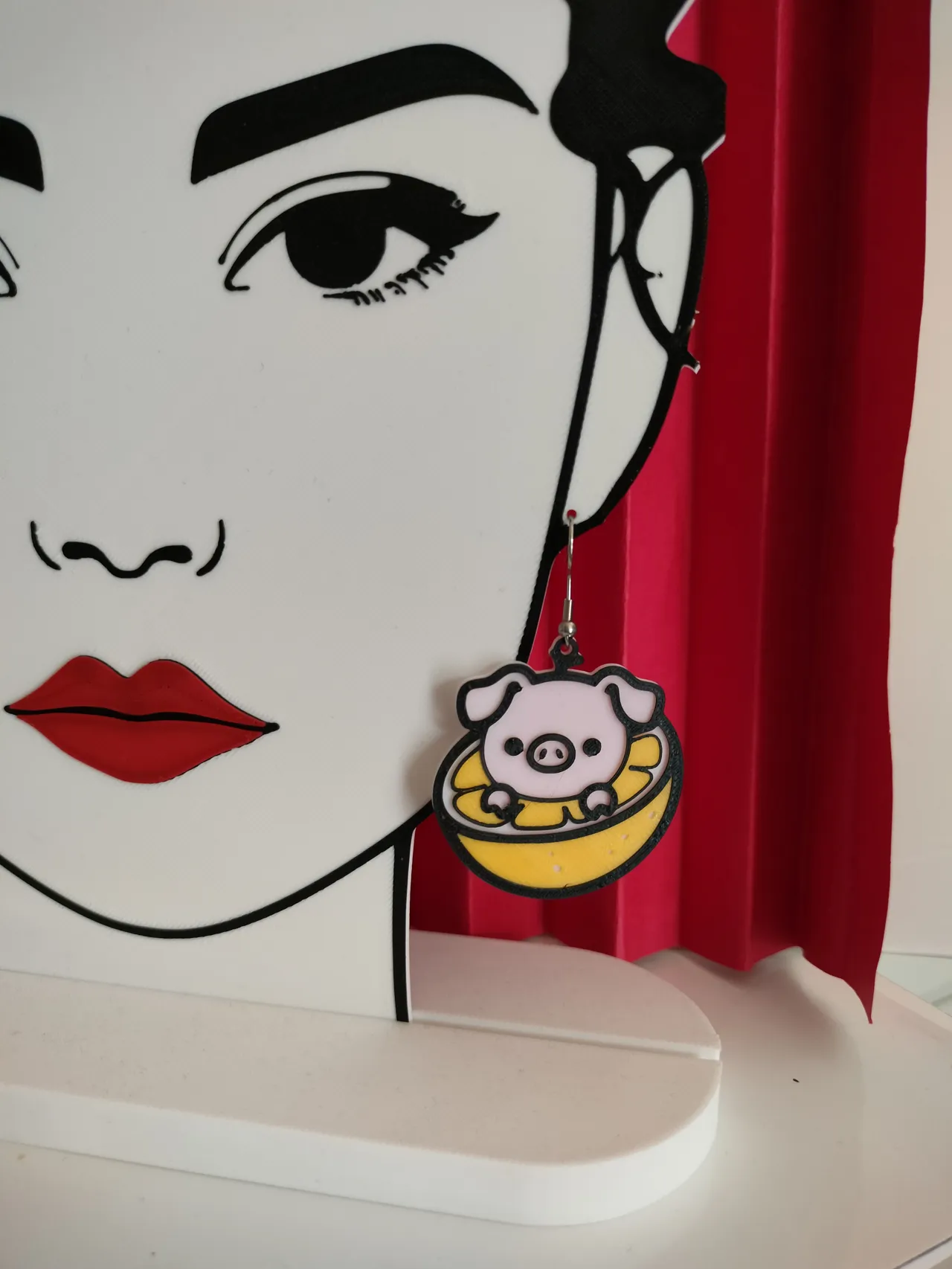 Lemon Piggy earrings - Pig & Fruit series view 3