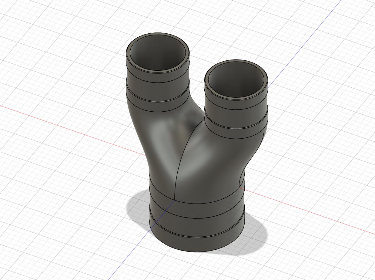 Miniatura 5 do modelo 3D 内置了止逆阀和万向风口的P1S/X1排气管方案