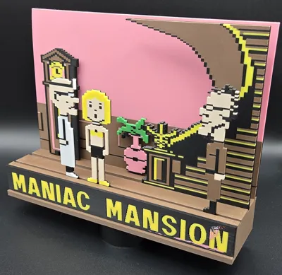 Maniac Mansion Pixel Art Diorama - Free 3D Print Model - MakerWorld
