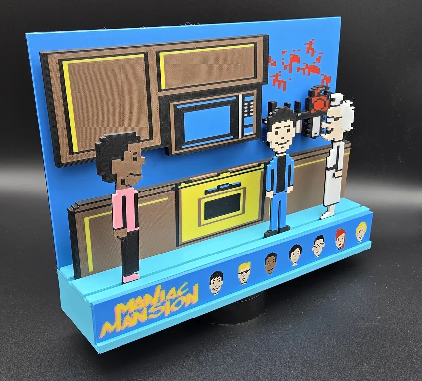 Maniac Mansion Pixel Art Diorama - Free 3D Print Model - MakerWorld