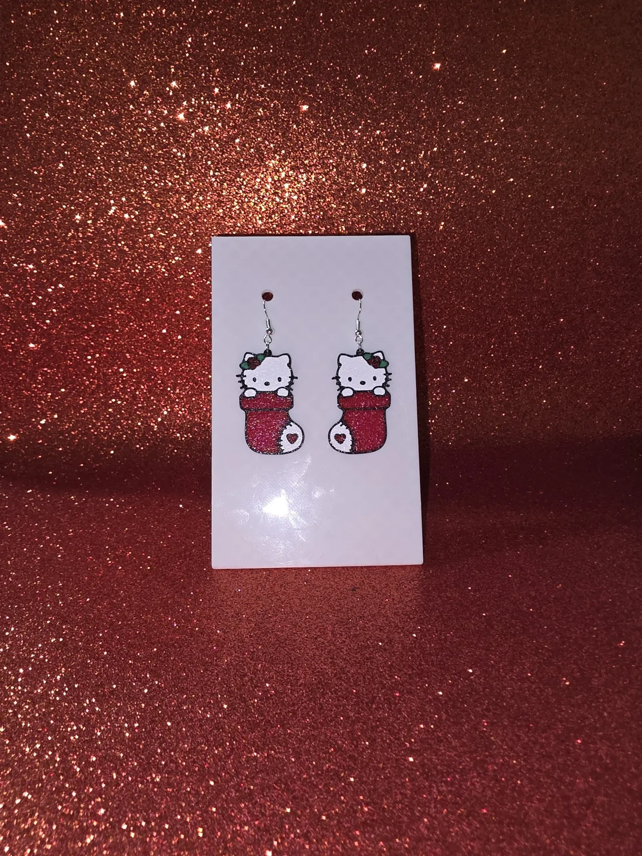 Hello Kitty in the Christmas stockings earrings view 2