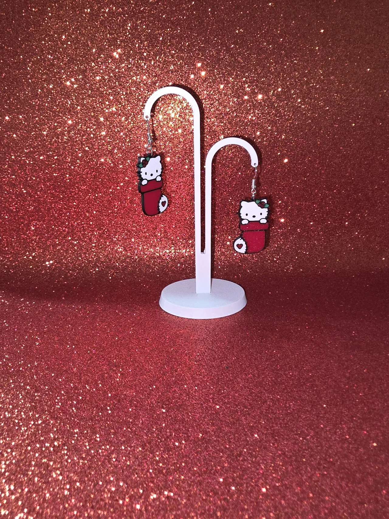 Hello Kitty in the Christmas stockings earrings view 3