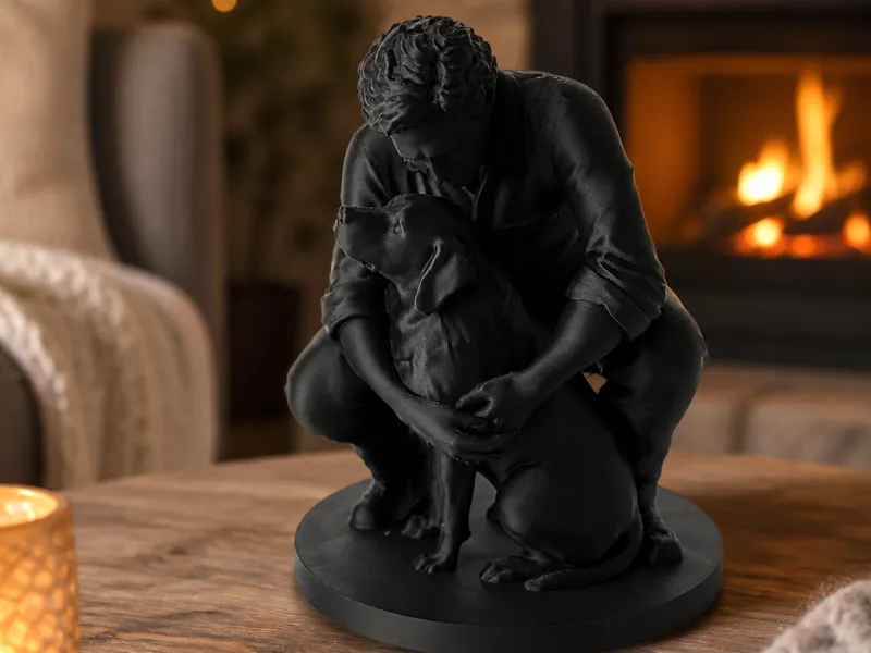Loyal Companion Sculpture - Heartwarming Dog Art