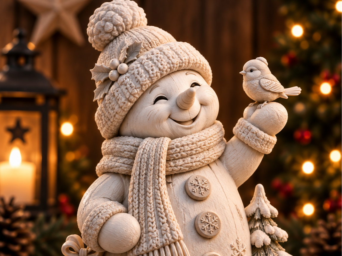 Snowman with Little Bird – Christmas Decoration 3D model