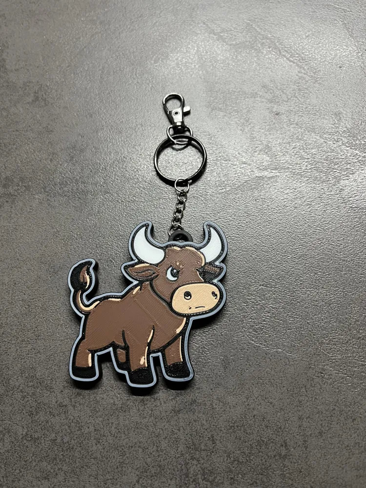 adorable bull keychain - Free 3D Print Model - MakerWorld
