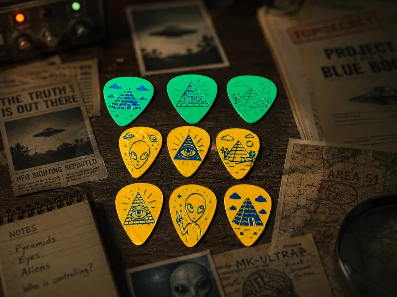 Guitar picks - Illuminati, Aliens, Pyramids