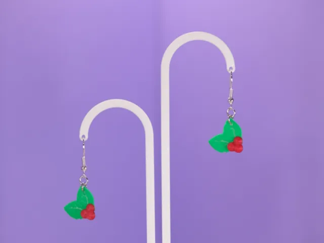 Holly Christmas earrings