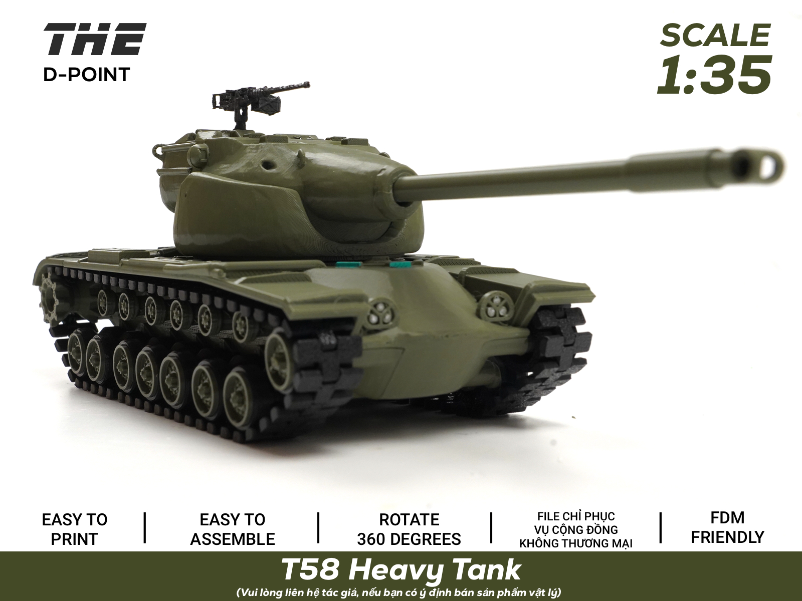 T58 Heavy Tank | 1:35 Scale | Workable Tracks - 1