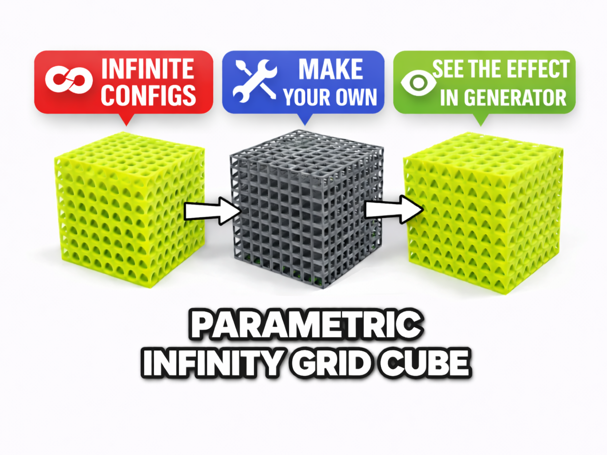Parametric Infinity Grid Cube - Optical Illusion