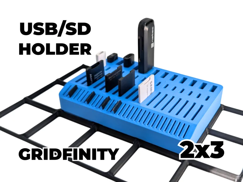 Gridfinity 2x3 USB, USB-C, SD, MicroSD