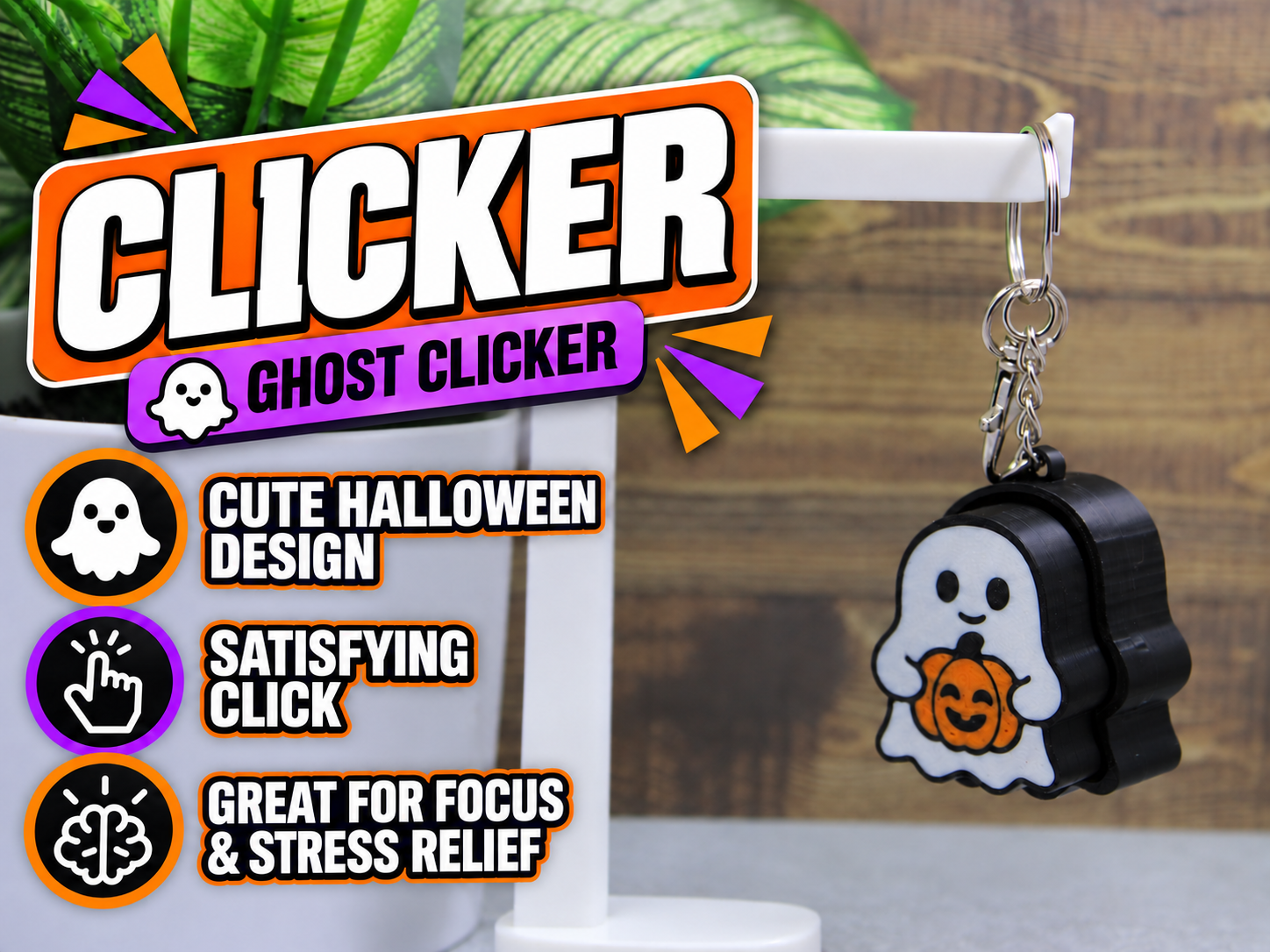 Keychain Clicker - Halloween Ghost 3D model