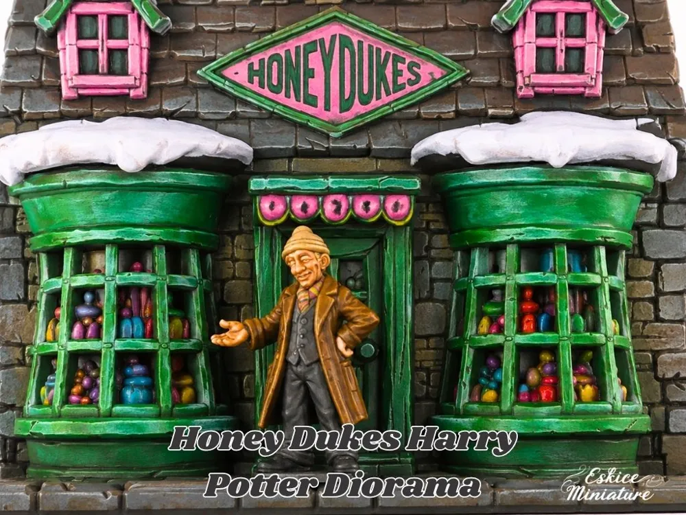 Escenografía en miniatura: Honeydukes Harry Potter Diorama. Referencia del modelo original.