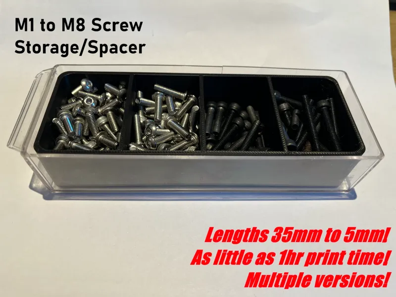 M1 to M8 Length 35-5mm Simple Metric Screw Storage