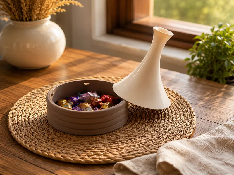 Modern Candy Bowl with Elegant Cone Lid Printable