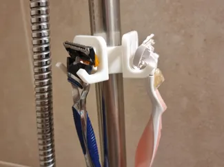 Double razor holder for shower rail (modular)
