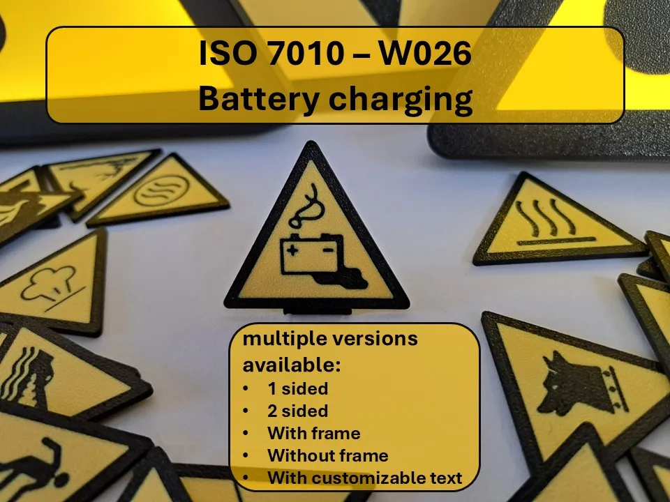 W026 警告 - 电池充电 - W026 ISO 7010 - 免费 3D 打印模型 - MakerWorld