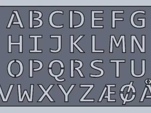 Stencil danish alphabet