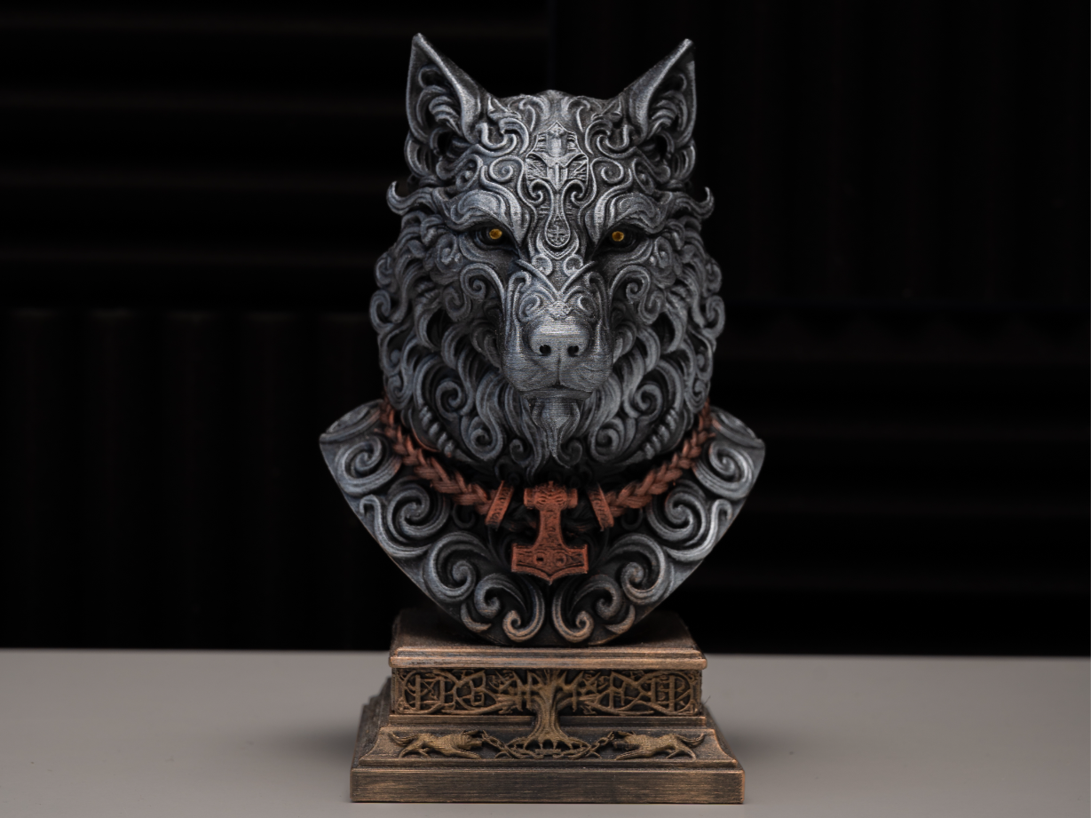 Fenrir Norse Wolf Bust - Detailed Viking Sculpture