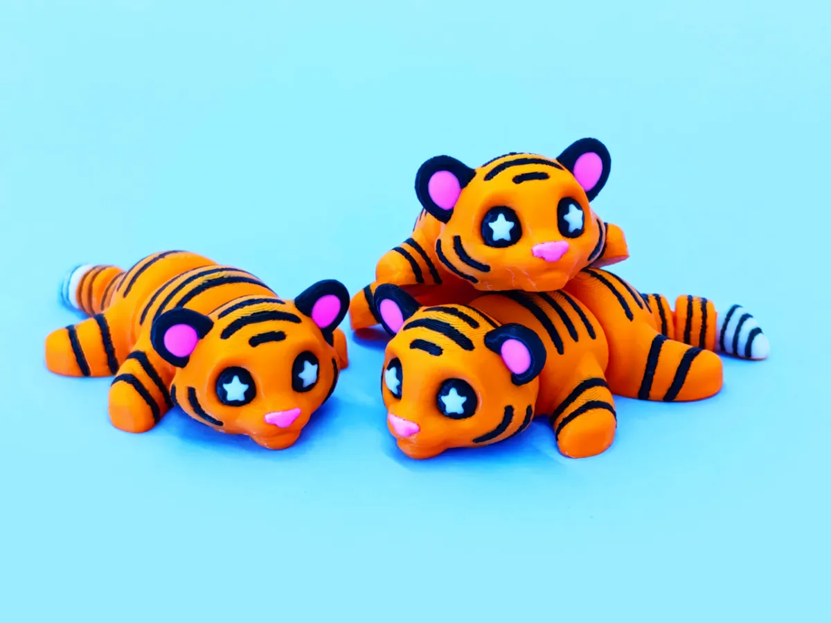 Cute Flexi Tiger by PinkyWings MakerWorld: Download Free 3D Models - 3D model önizlemesi