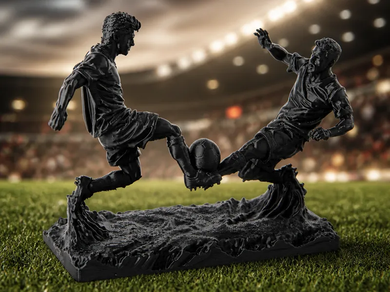Soccer Duel Sculpture - Abstract Football Players