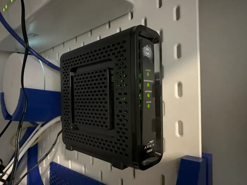 CM8200 cable modem IKEA Skadis pegboard bracket