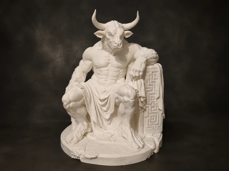 Minoan King - Ancient Greek Minotaur Sculpture 