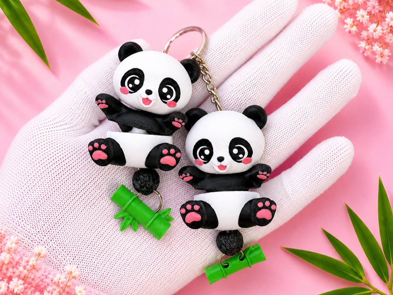 Fluffy Tail Cute Flexi Baby Panda - Toy / Keychain